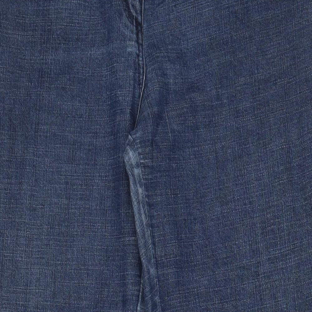 Per Una Womens Blue Cotton Bootcut Jeans Size 14 L29 in Regular Zip