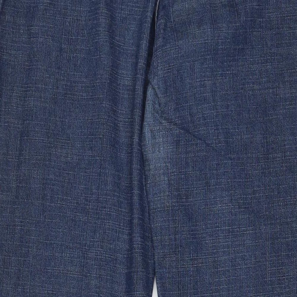 Per Una Womens Blue Cotton Bootcut Jeans Size 14 L29 in Regular Zip