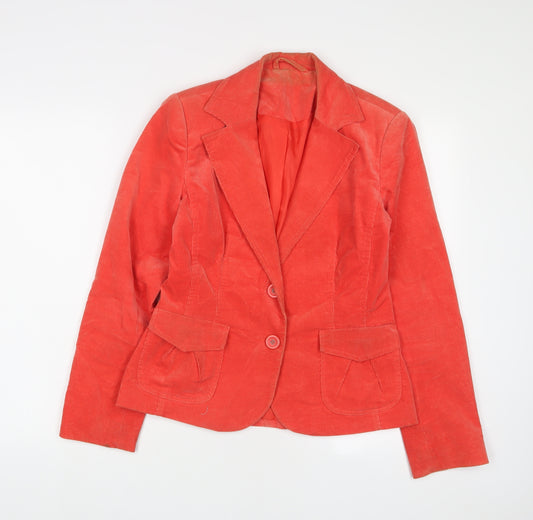 New Look Womens Red Jacket Blazer Size 12 Button