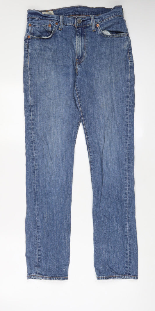 Levi's Mens Blue Cotton Straight Jeans Size 32 in L32 in Regular Zip