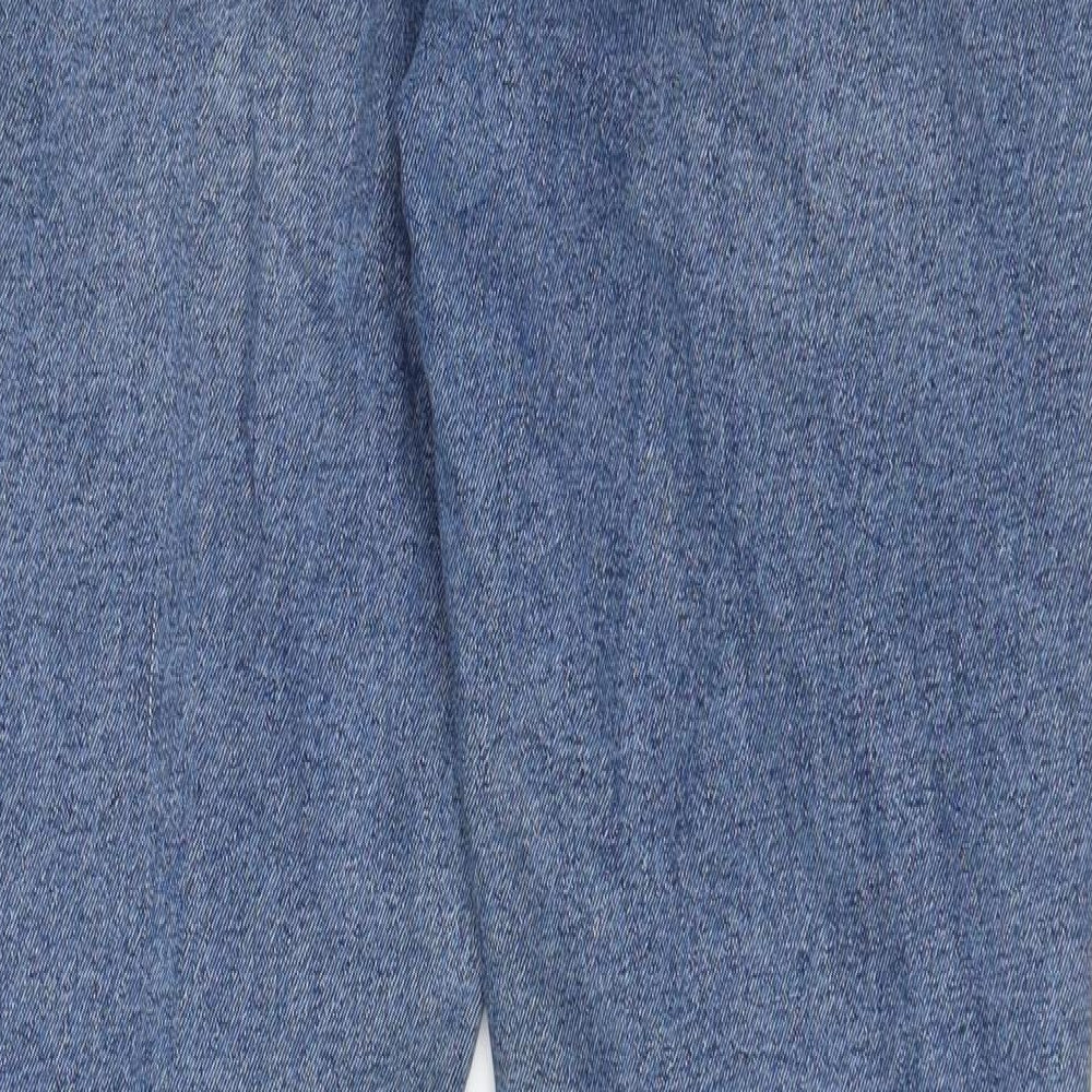 New Look Womens Blue Cotton Mom Jeans Size 12 L29 in Regular Zip