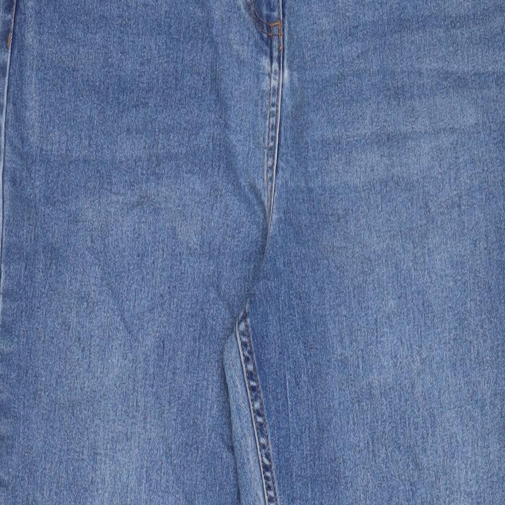 Papaya Womens Blue Cotton Straight Jeans Size 12 L28 in Regular Zip