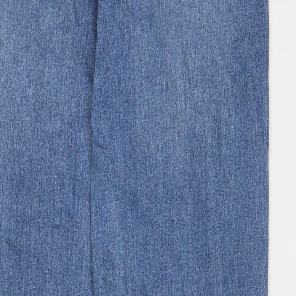 Papaya Womens Blue Cotton Straight Jeans Size 12 L28 in Regular Zip