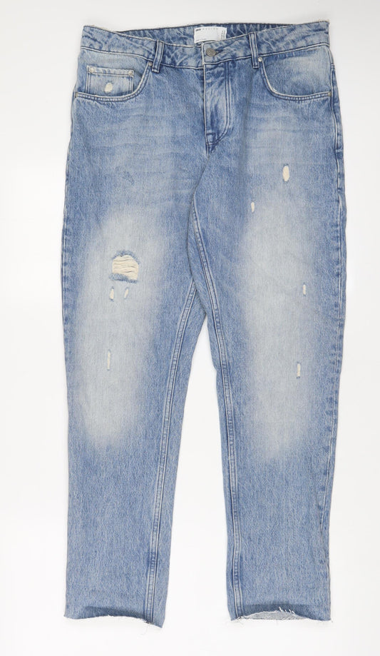 ASOS Mens Blue Cotton Straight Jeans Size 32 in L32 in Regular