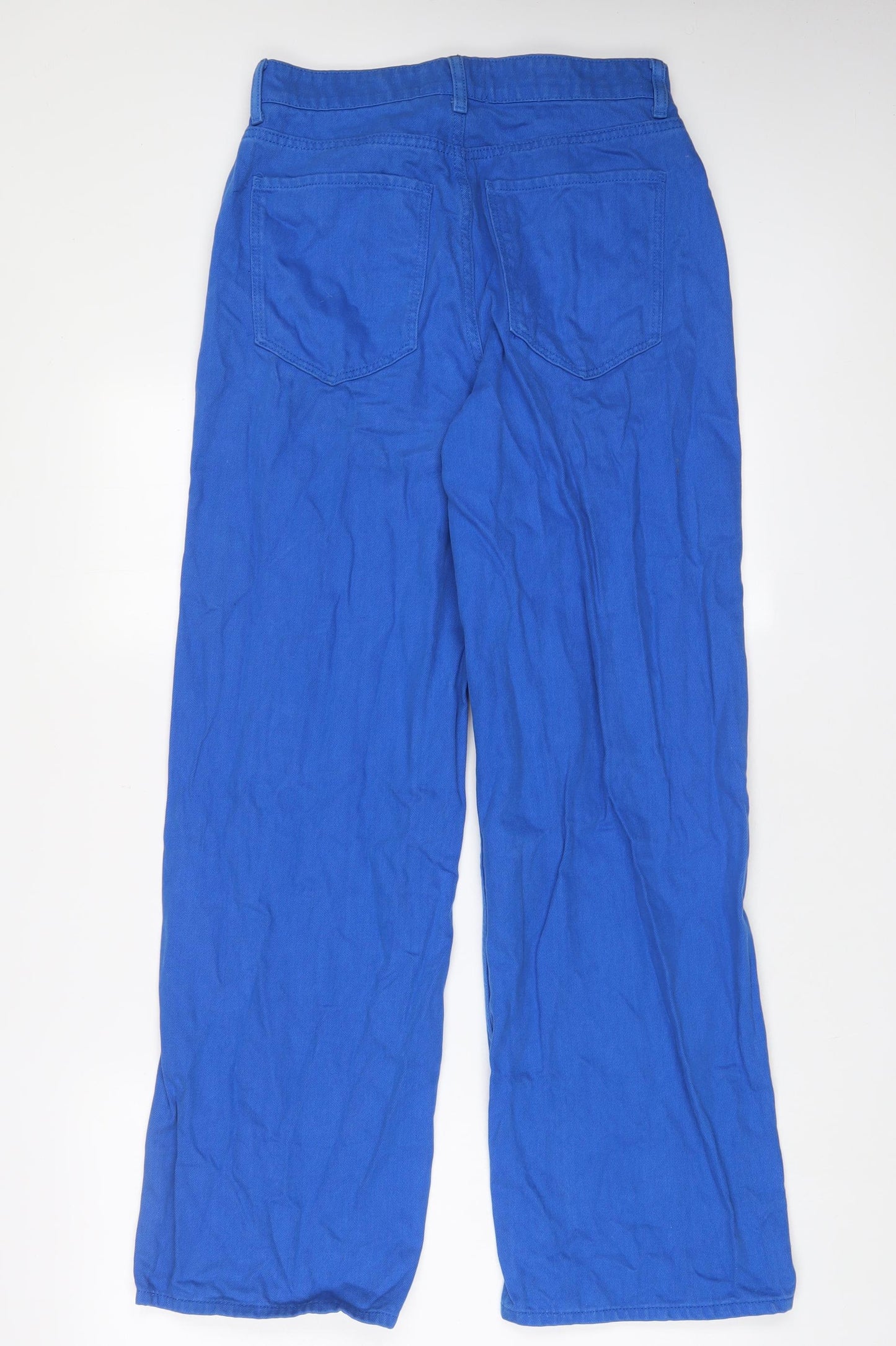 New Look Womens Blue Cotton Wide-Leg Jeans Size 10 L30 in Regular Zip