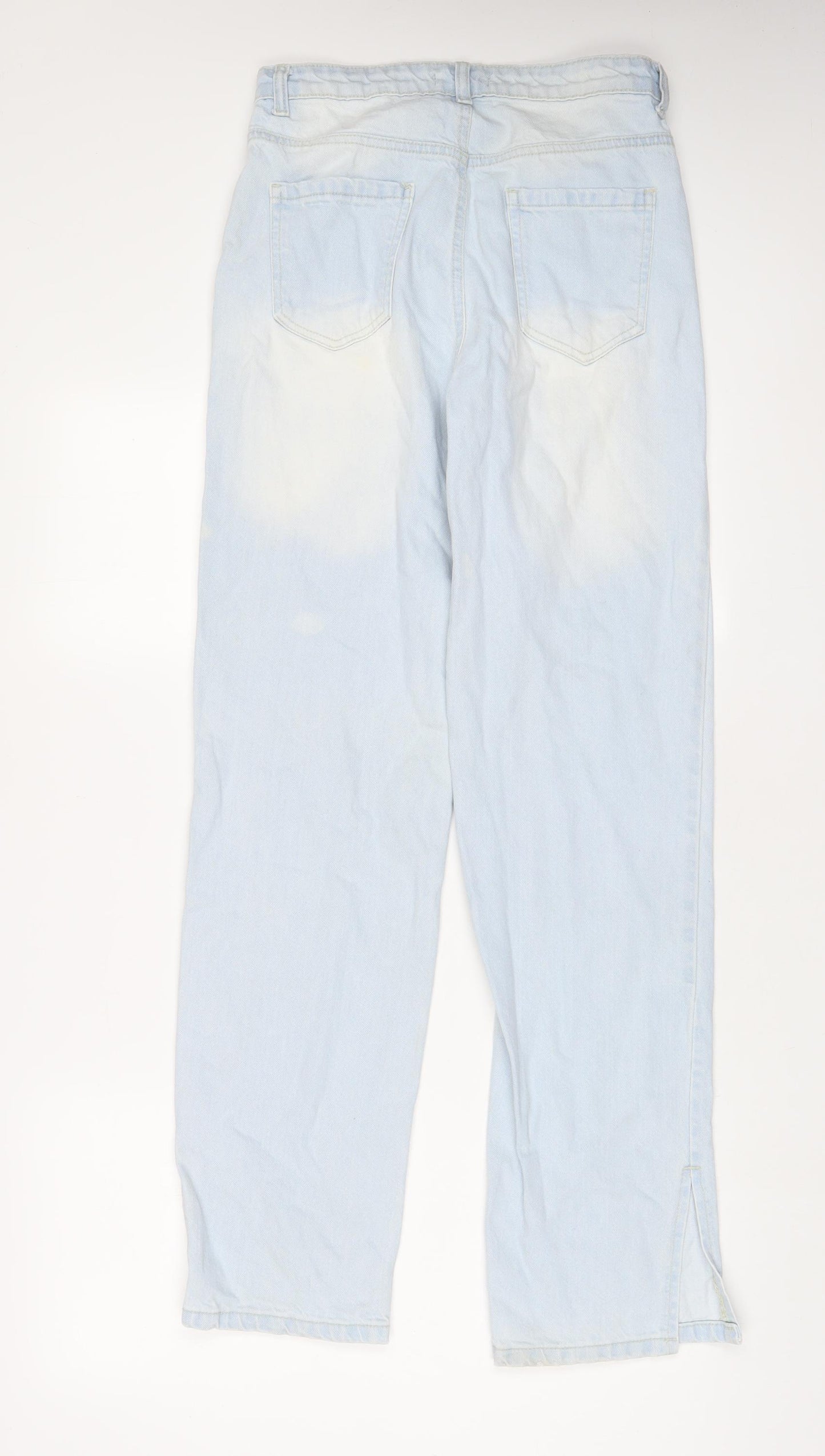 Zara Womens Blue Cotton Wide-Leg Jeans Size 8 L31 in Regular Zip