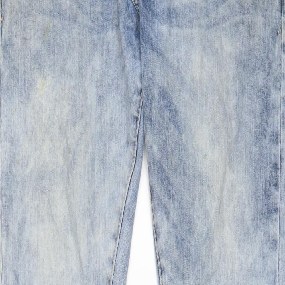 H&M Mens Blue Cotton Straight Jeans Size 30 in L32 in Slim Button