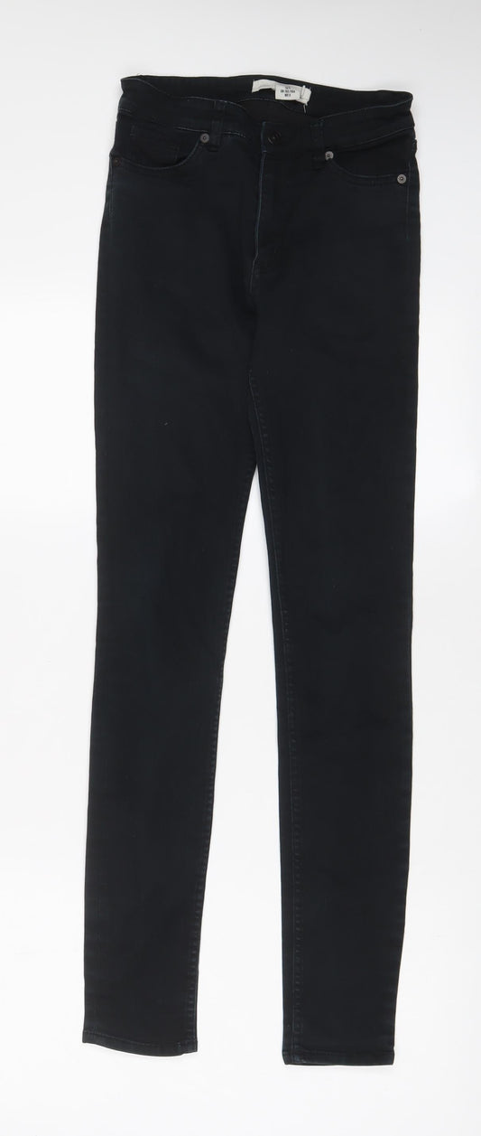 H&M Womens Black Cotton Skinny Jeans Size 8 L31 in Regular Zip