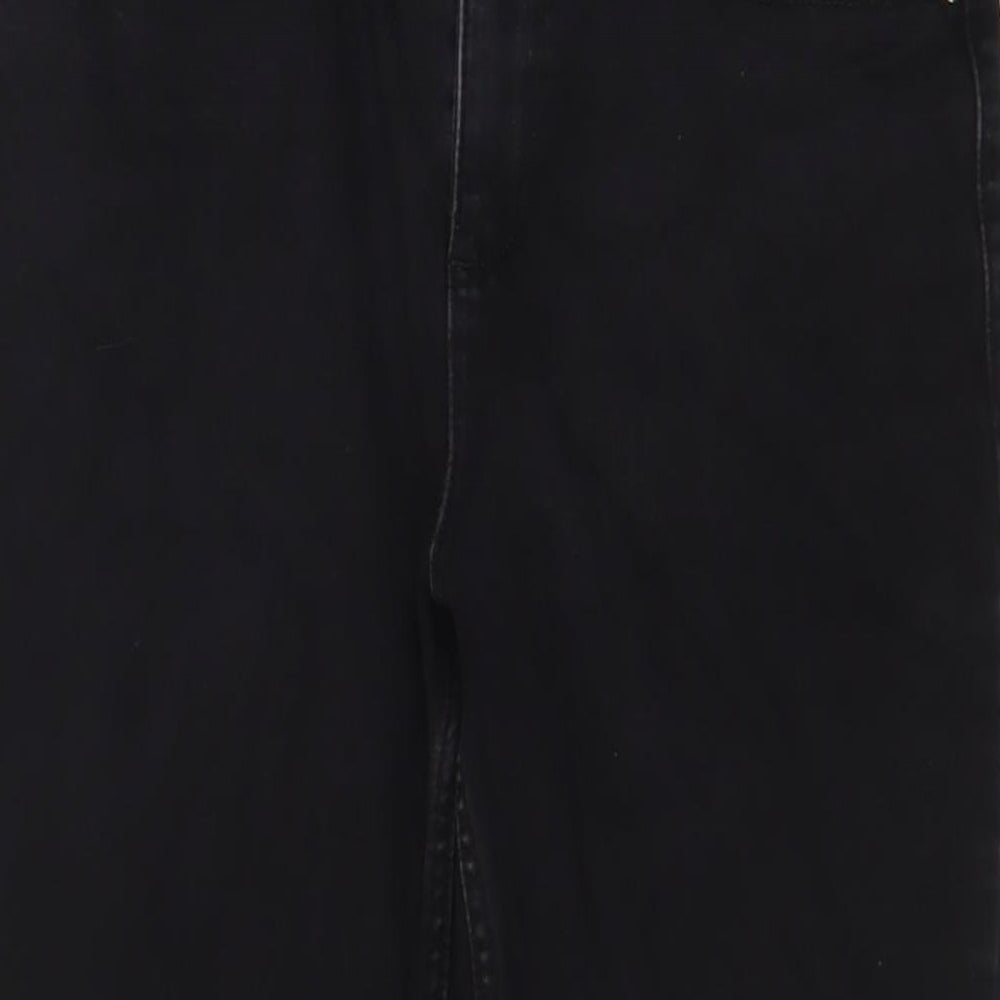 Marks and Spencer Womens Black Cotton Straight Jeans Size 14 L28 in Regular Zip