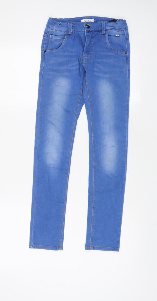 name it Girls Blue Cotton Skinny Jeans Size 10 Years L26 in Regular Hook & Eye