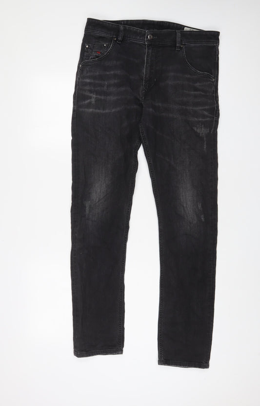 Diesel Mens Black Cotton Straight Jeans Size 32 in L32 in Regular Zip