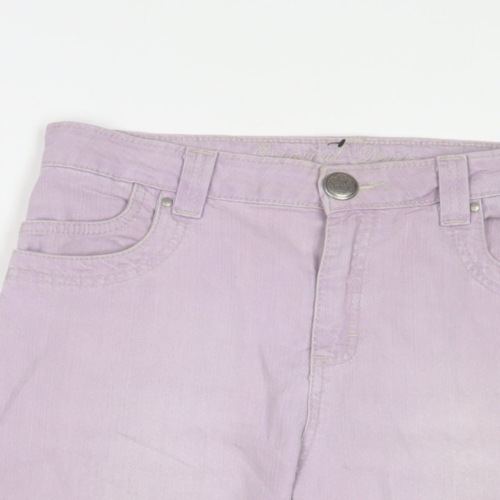 Marks and Spencer Womens Purple Cotton Basic Shorts Size 12 L10 in Regular Zip