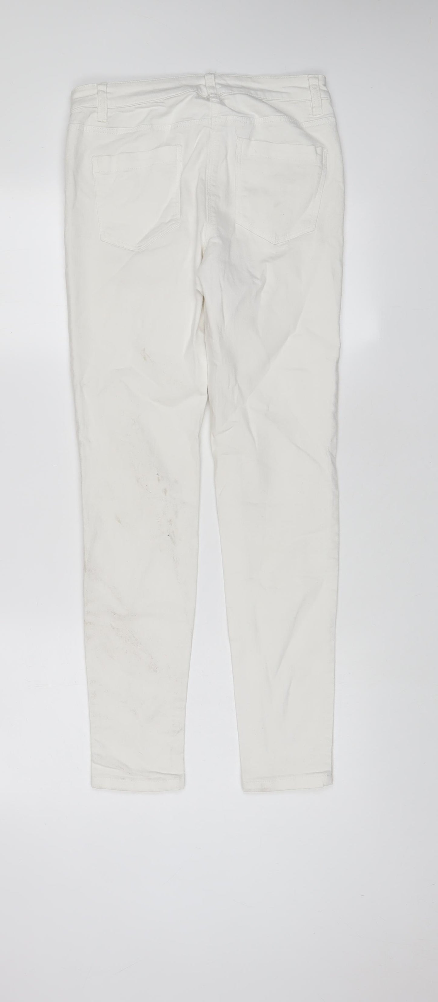 NEXT Womens White Cotton Skinny Jeans Size 8 L29 in Regular Zip