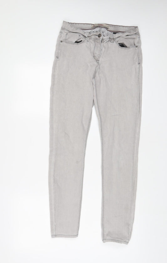 NEXT Womens Grey Cotton Skinny Jeans Size 12 L30 in Regular Zip