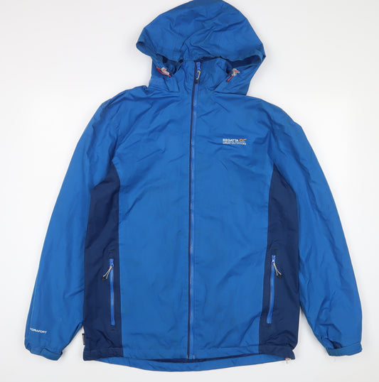 Regatta Mens Blue Rain Coat Coat Size L Zip - Zip Pockets