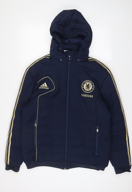 adidas Mens Blue Jacket Coat Size L Zip - Chelsea FC