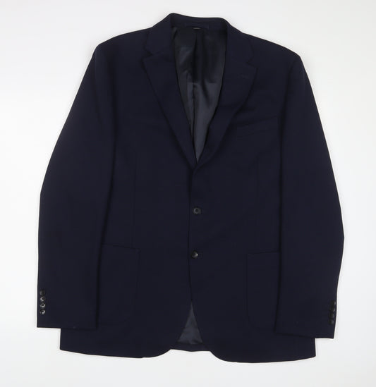 Marks and Spencer Mens Blue Polyamide Jacket Suit Jacket Size 44 Regular