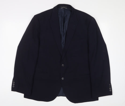 Marks and Spencer Mens Blue Wool Jacket Suit Jacket Size 44 Regular - Inside Pockets