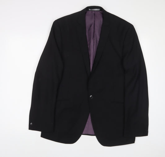 Red Herring Mens Black Polyester Jacket Suit Jacket Size 42 Regular - Inside Pockets