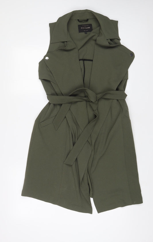 River Island Womens Green Jacket Size 10 Tie - Belted