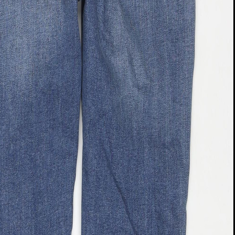 Marks and Spencer Womens Blue Cotton Skinny Jeans Size 10 L25 in Regular Zip