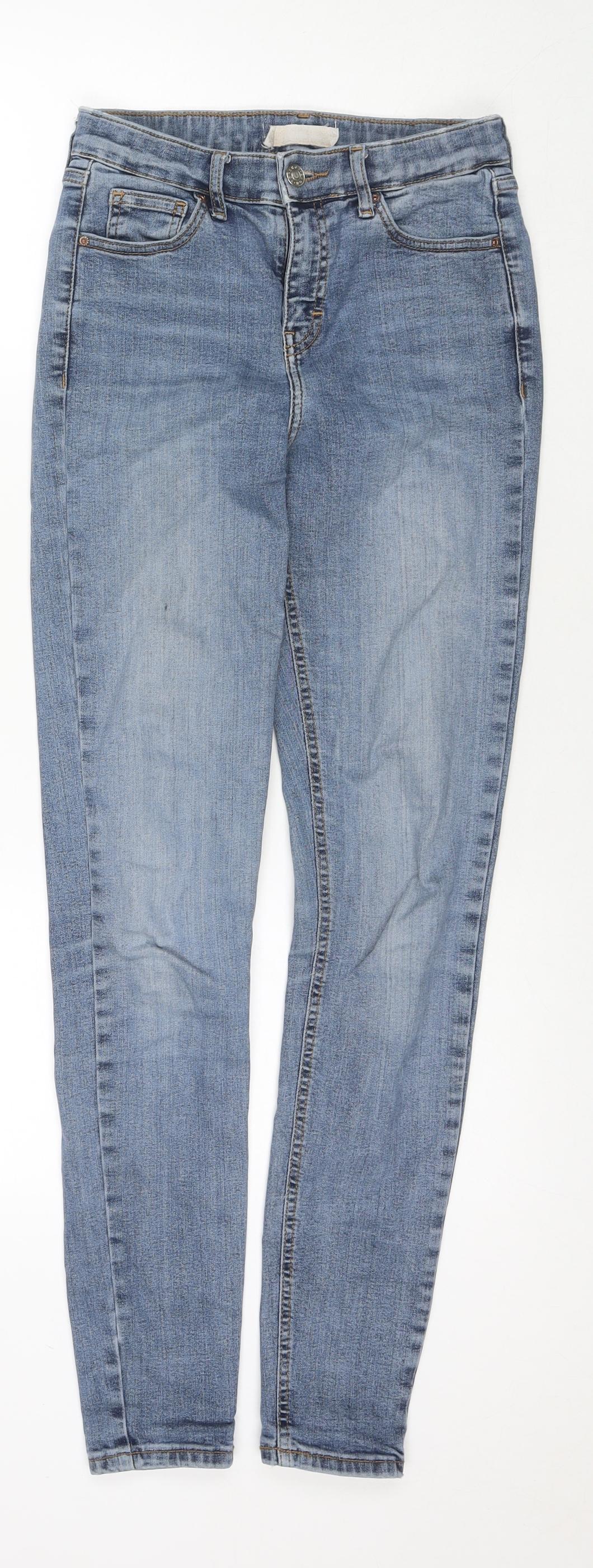 Topshop Womens Blue Cotton Skinny Jeans Size 26 in L32 in Regular Zip