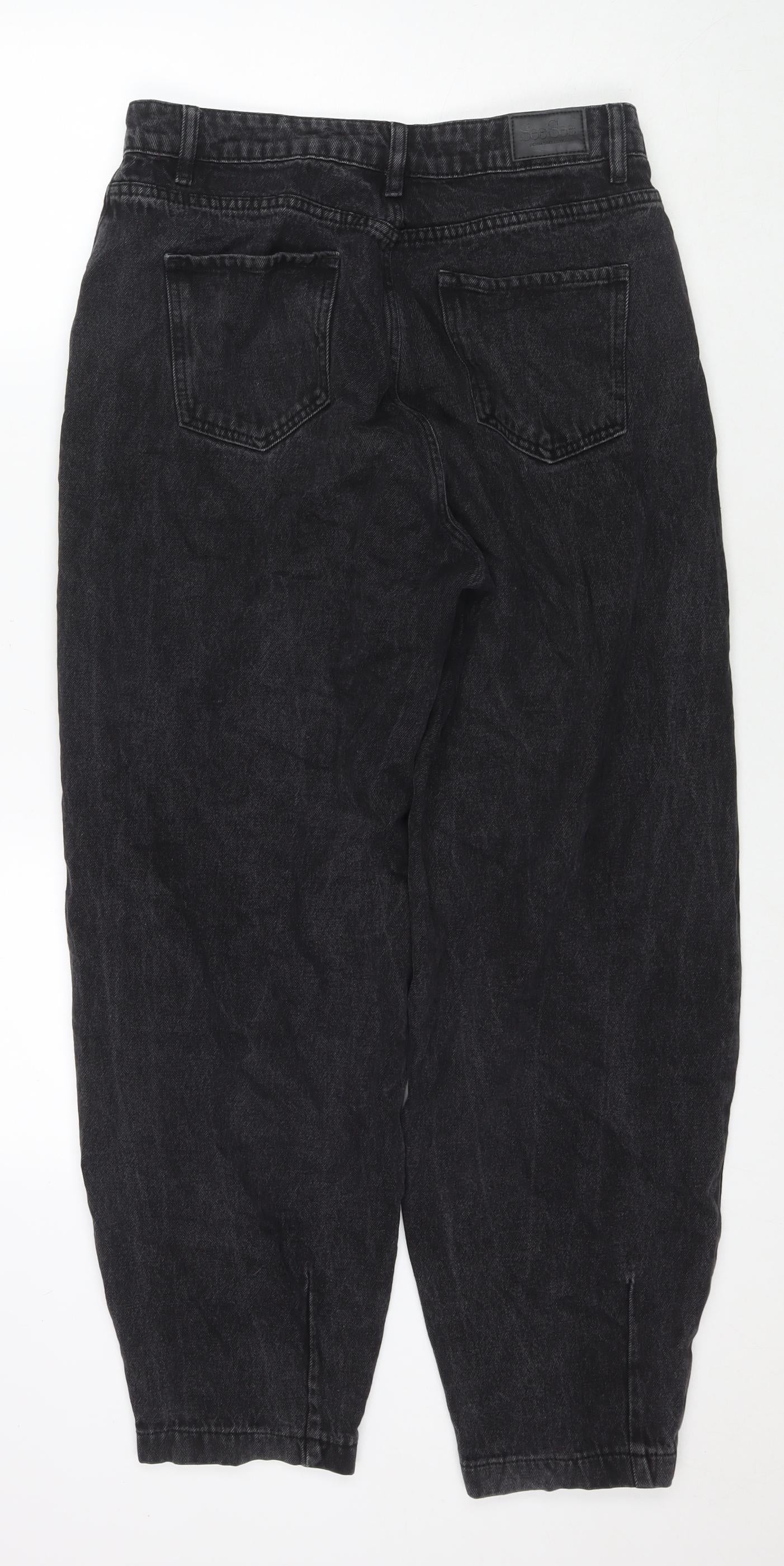 See See Womens Black Cotton Straight Jeans Size 10 L28 in Regular Zip