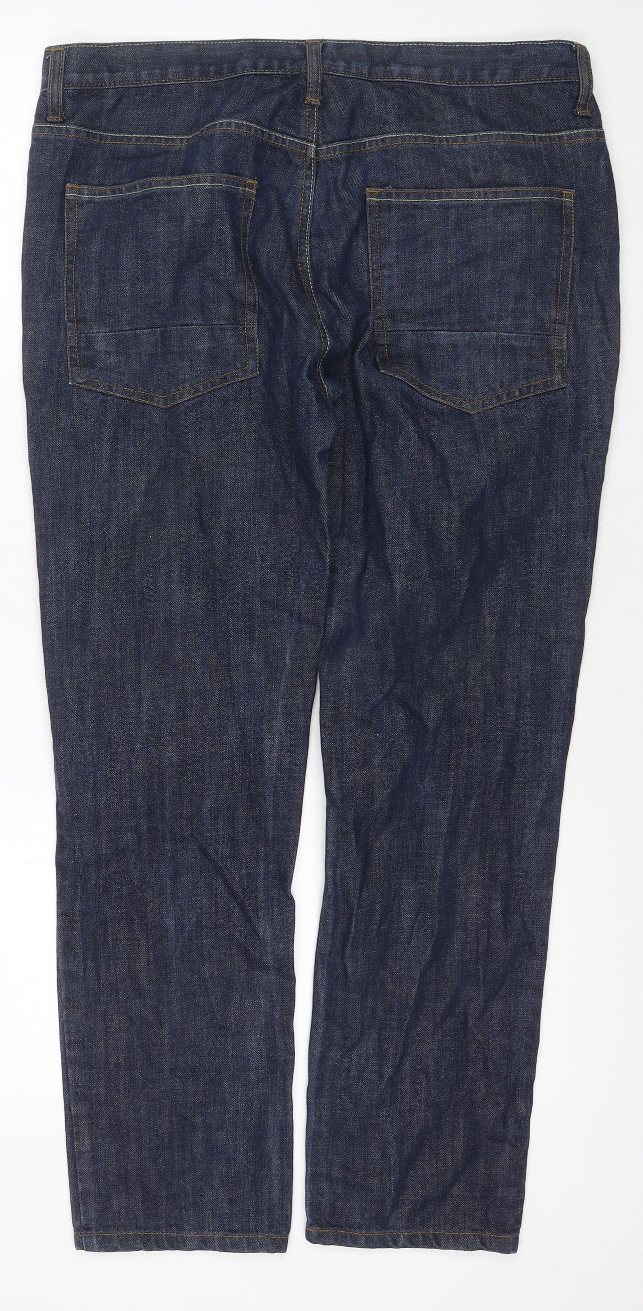 Denim & Co. Mens Blue Cotton Straight Jeans Size 36 in L30 in Regular Zip