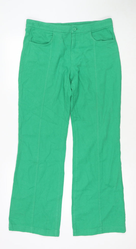 Monki Womens Green Polyester Blend Trousers Size 12 L30 in Regular Zip