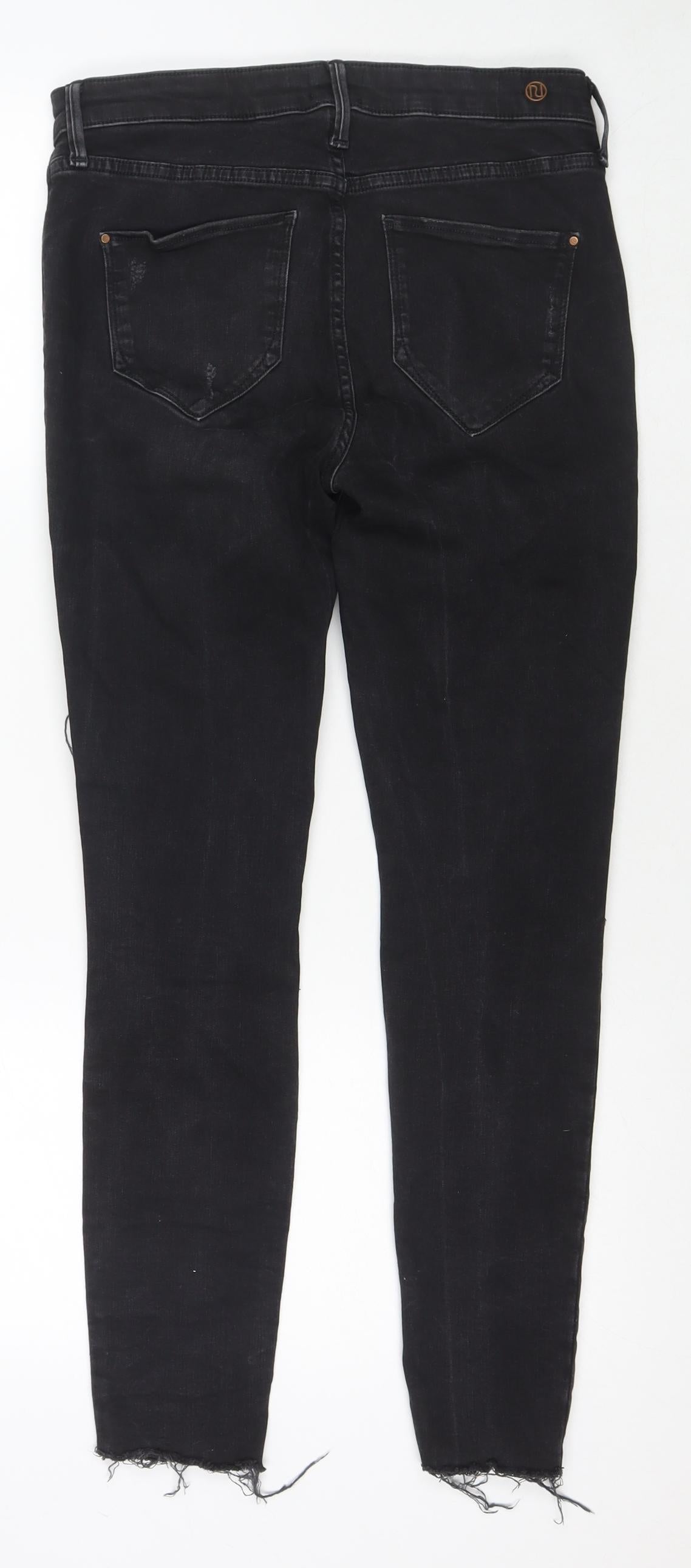 River Island Womens Black Cotton Skinny Jeans Size 12 L27 in Regular Zip