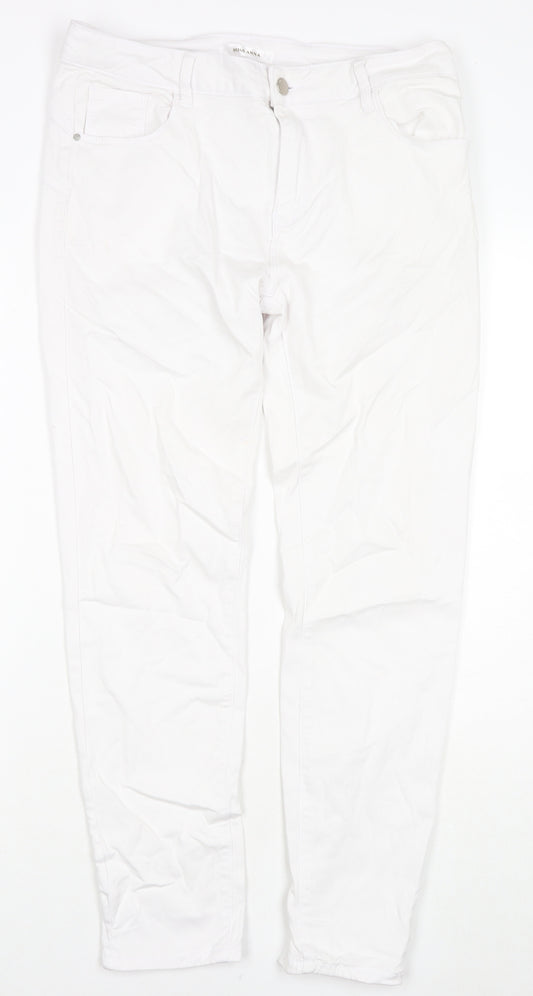 Miss Anna Womens White Cotton Skinny Jeans Size 16 L27 in Regular Zip