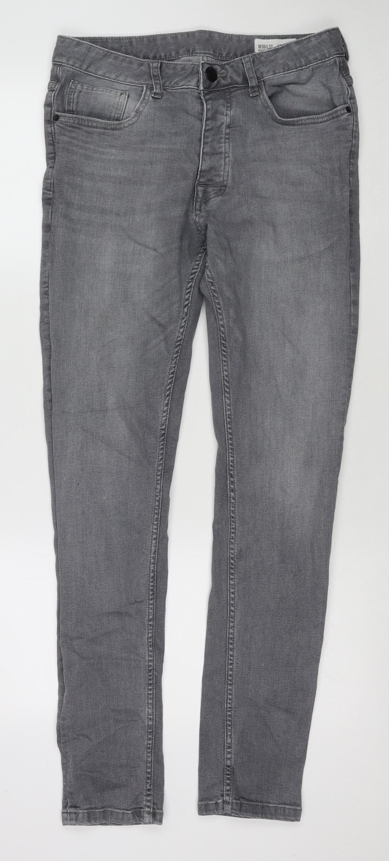 Denim & Co. Mens Grey Cotton Skinny Jeans Size 30 in L32 in Regular Zip