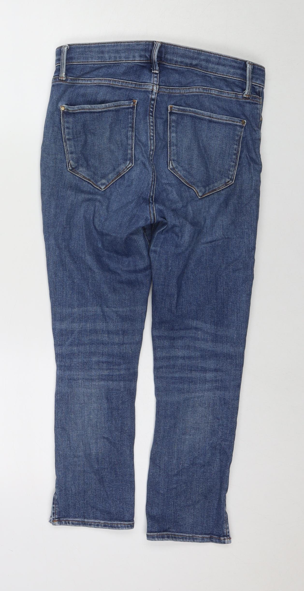 River Island Womens Blue Polyester Blend Cropped Jeans Size 10 L22 in Regular Zip