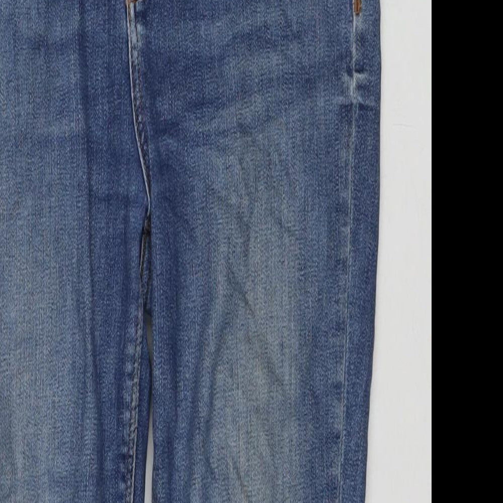 River Island Womens Blue Polyester Blend Cropped Jeans Size 10 L22 in Regular Zip