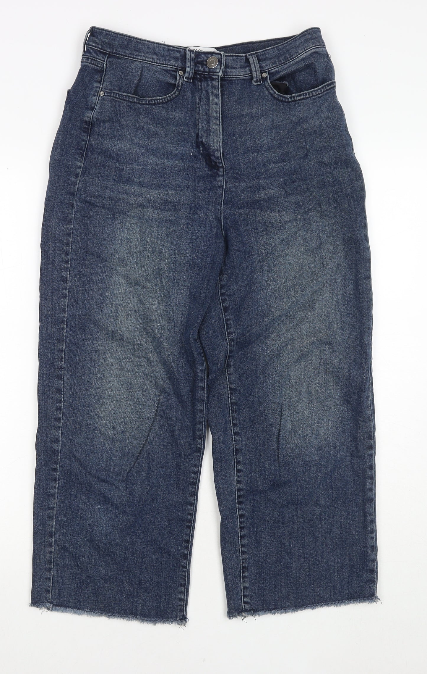 NEXT Womens Blue Cotton Cropped Jeans Size 10 L23 in Regular Zip