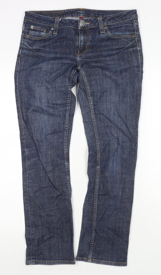 River Island Womens Blue Cotton Straight Jeans Size 10 L29 in Regular Zip