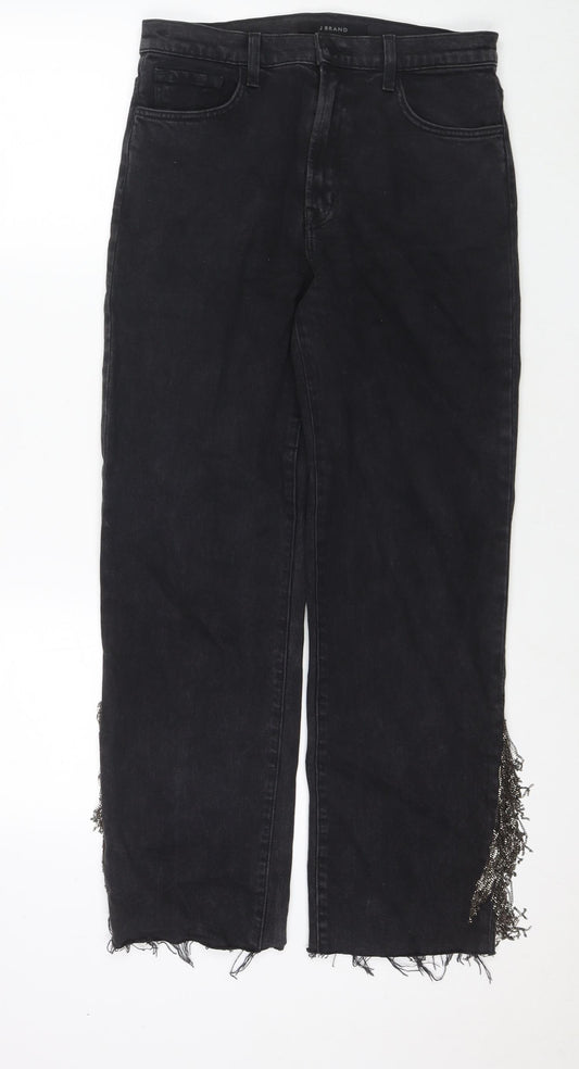 Joules Womens Black Cotton Straight Jeans Size 29 in L28 in Regular Zip - Tasseled Chain Detail