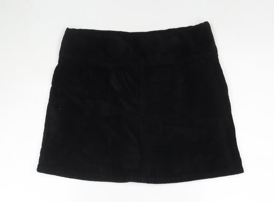 Monki Womens Black Cotton A-Line Skirt Size 10 Zip