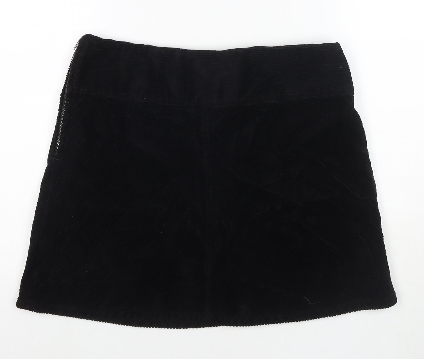 Monki Womens Black Cotton A-Line Skirt Size 10 Zip