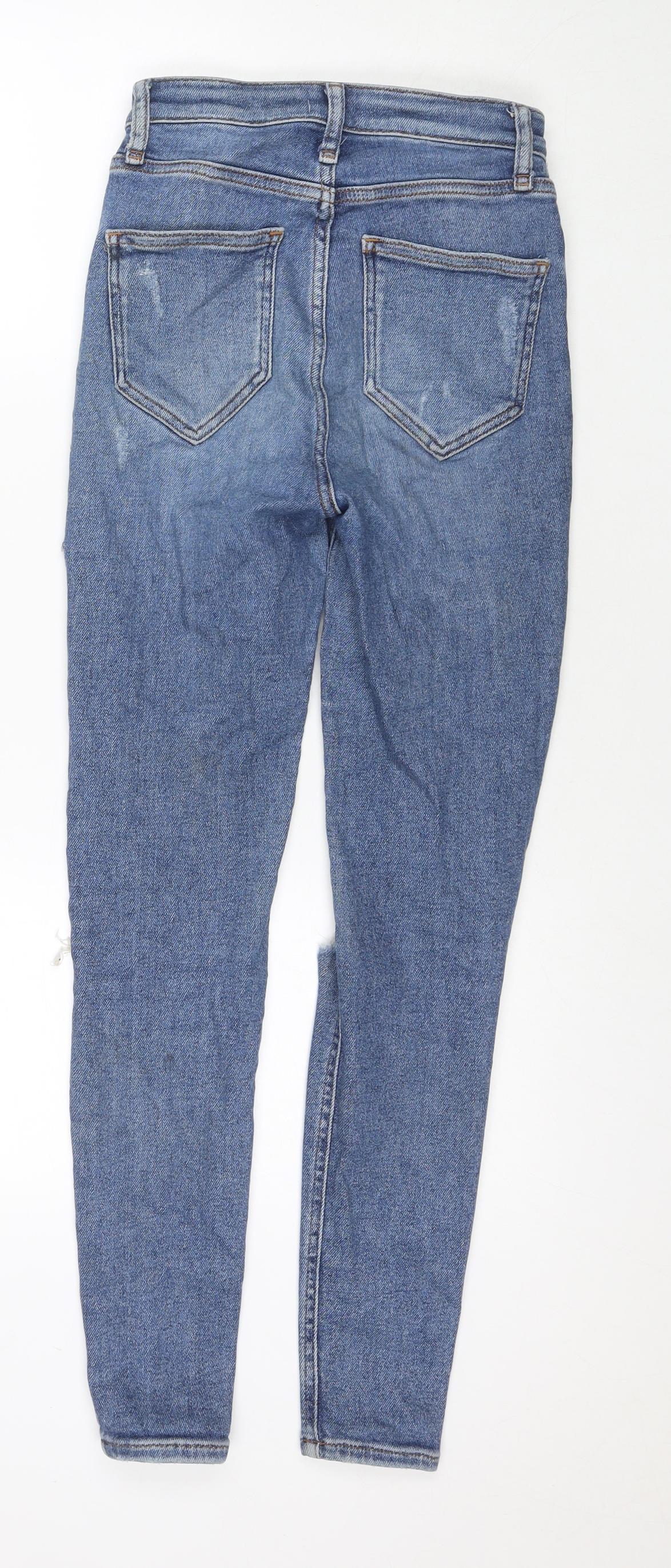 River Island Womens Blue Cotton Skinny Jeans Size 8 L27 in Regular Zip