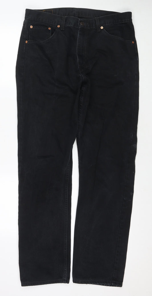 Levi's Mens Black Cotton Straight Jeans Size 36 in L34 in Regular Zip