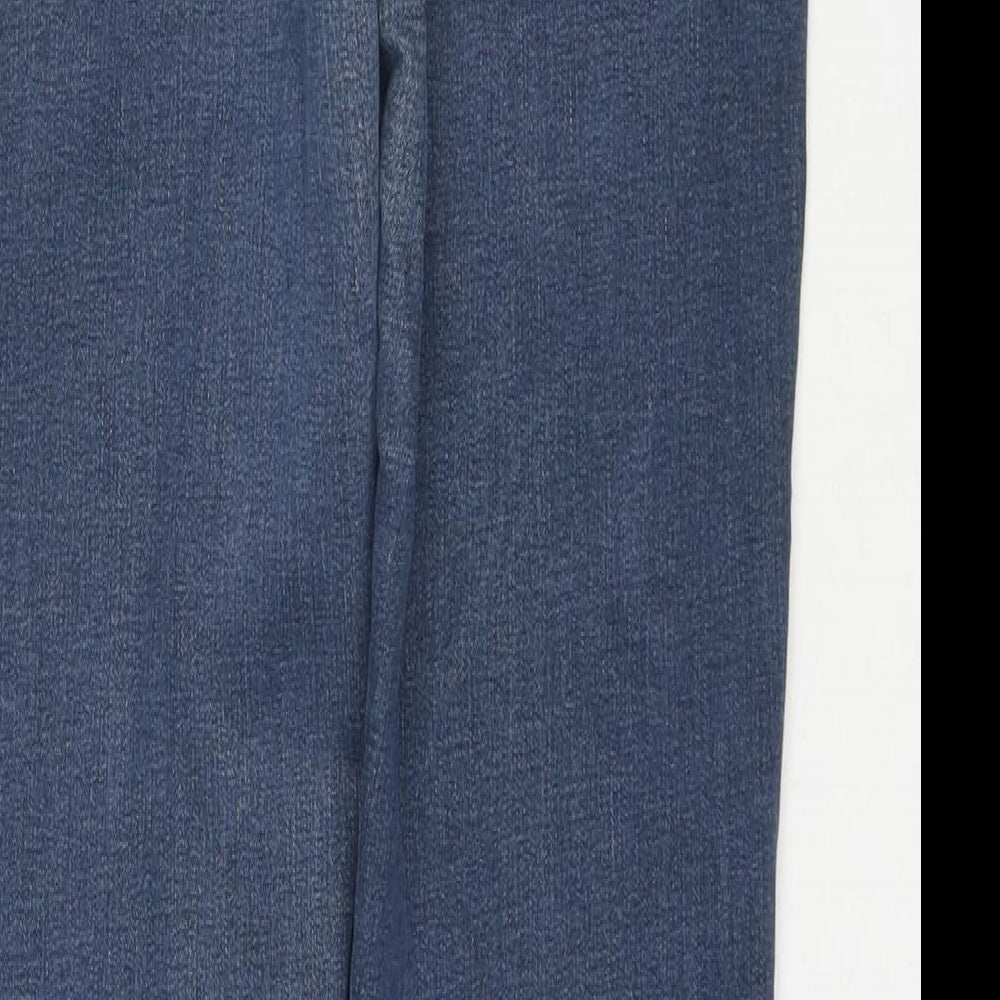 M&Co Womens Blue Cotton Straight Jeans Size 10 L28 in Regular Zip