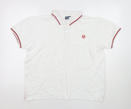 Sergio Tacchini Mens White Cotton Polo Size 2XL Collared Pullover