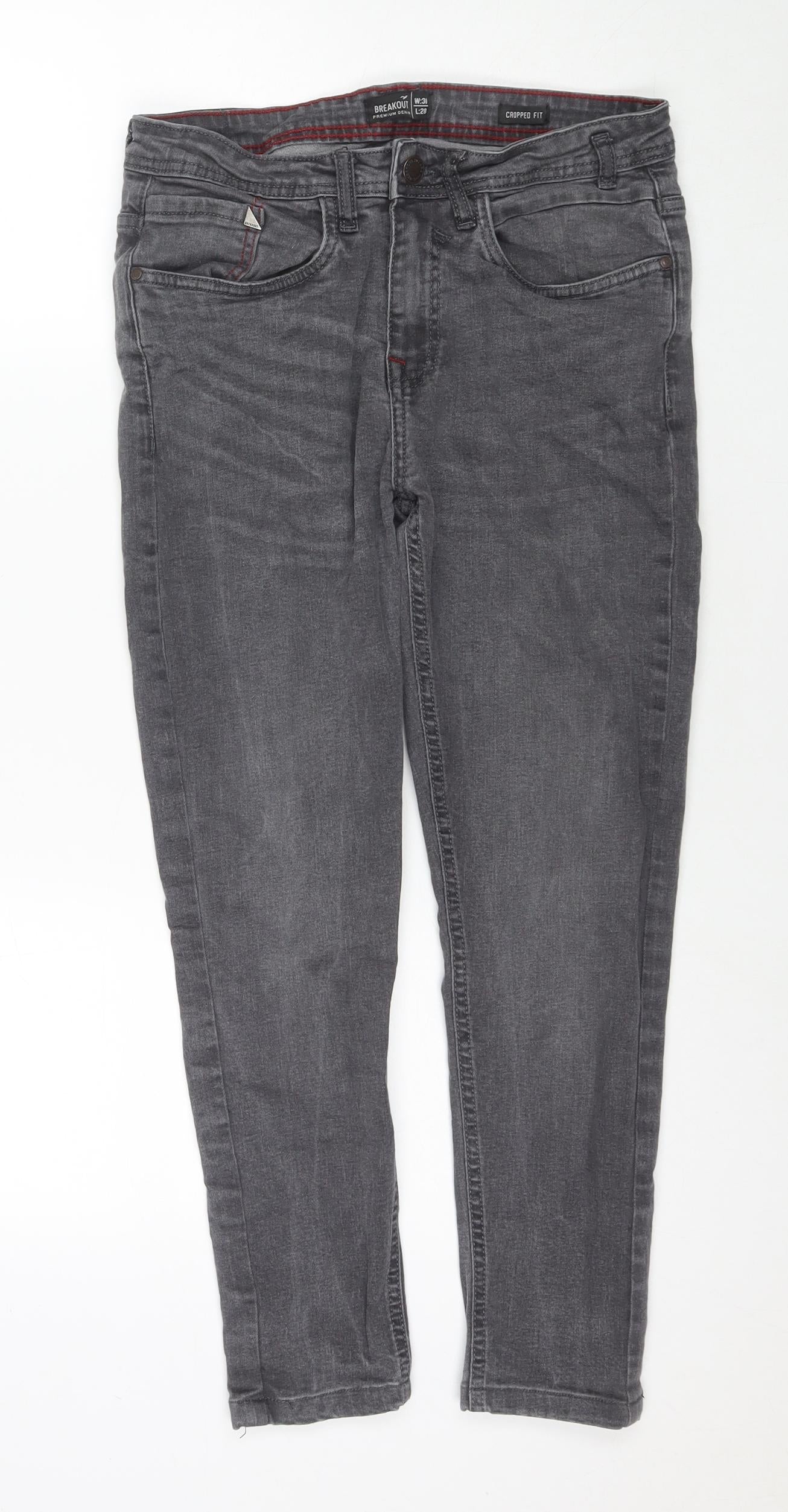 Breakout Mens Grey Cotton Straight Jeans Size 30 in L28 in Regular Zip