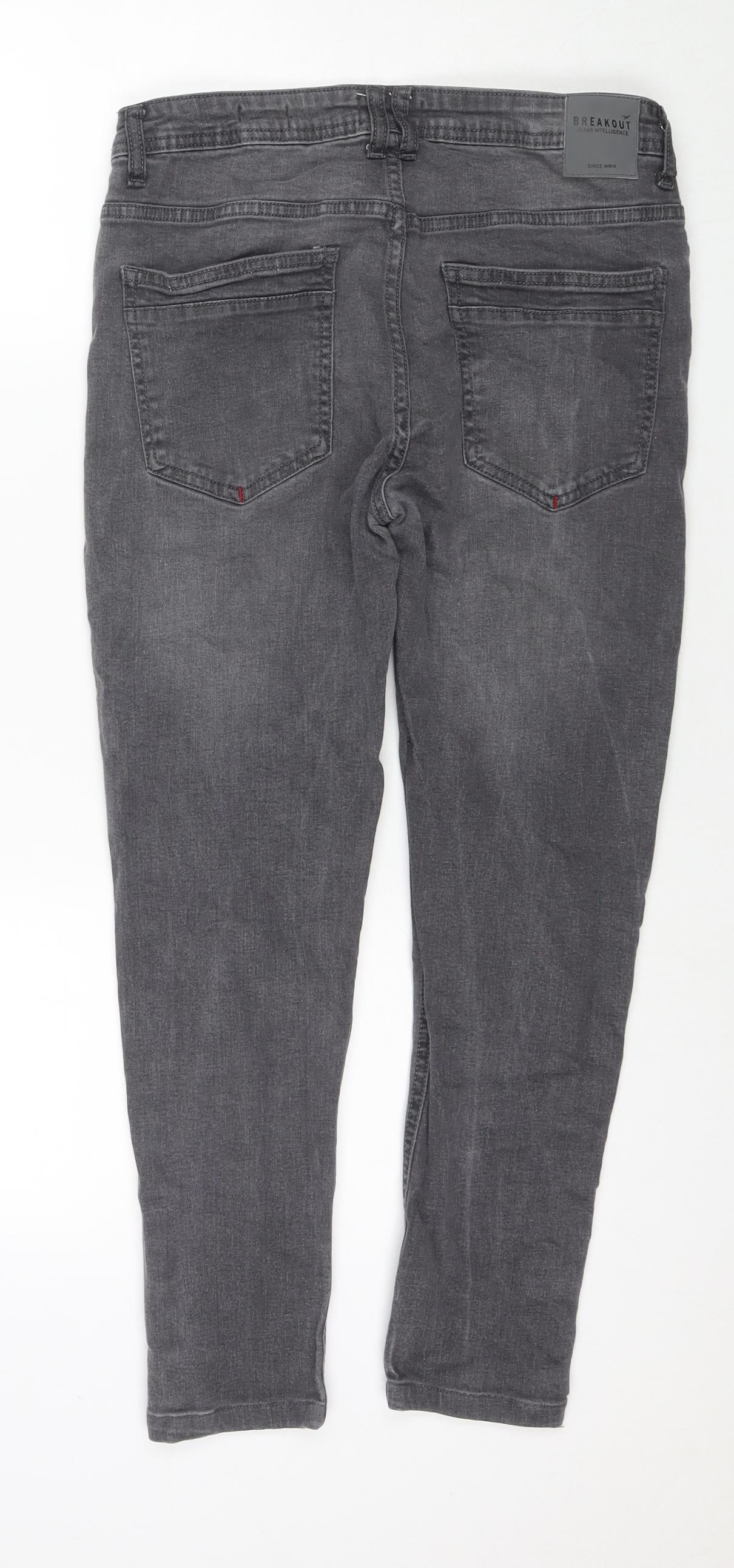 Breakout Mens Grey Cotton Straight Jeans Size 30 in L28 in Regular Zip