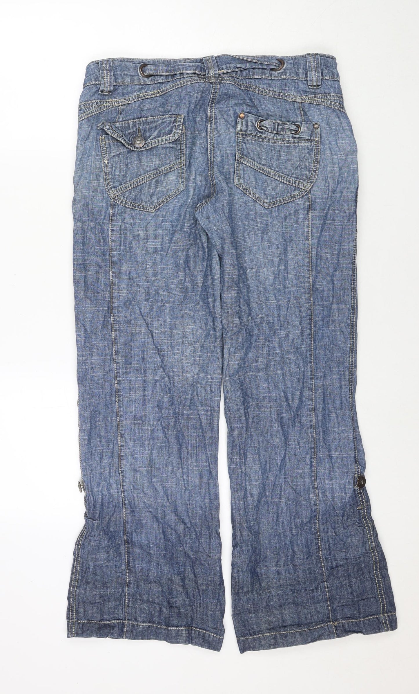 NEXT Womens Blue Cotton Bootcut Jeans Size 10 L29 in Regular Zip