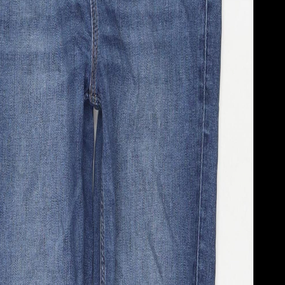 Marks and Spencer Womens Blue Cotton Skinny Jeans Size 10 L25 in Regular Zip