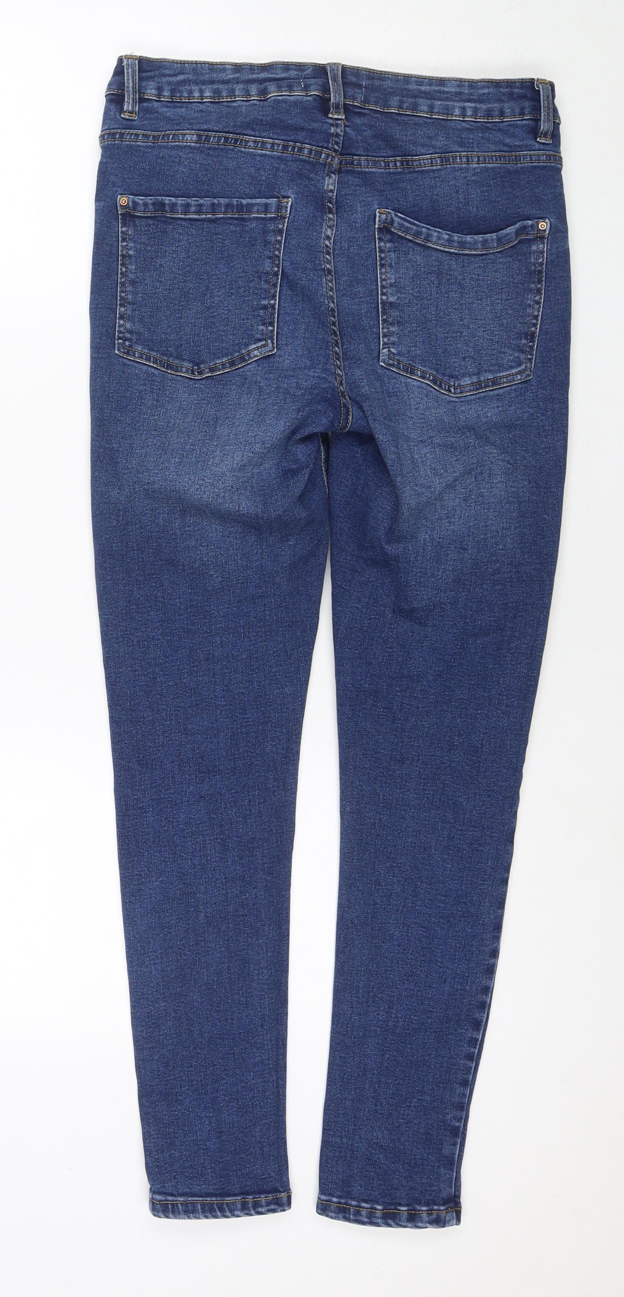 Dorothy Perkins Womens Blue Cotton Skinny Jeans Size 12 L28 in Regular Zip