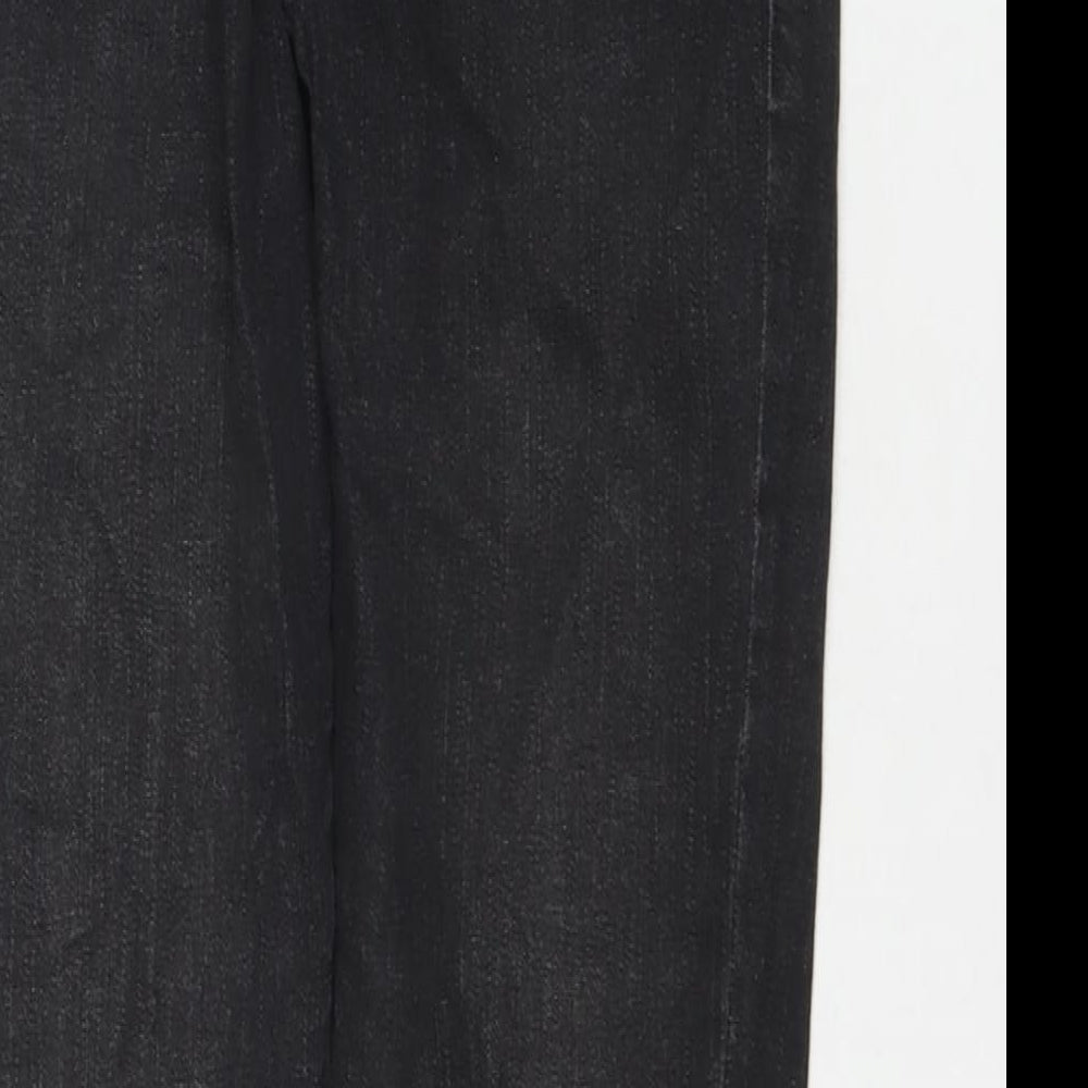 Marks and Spencer Womens Black Cotton Straight Jeans Size 8 L27 in Regular Zip