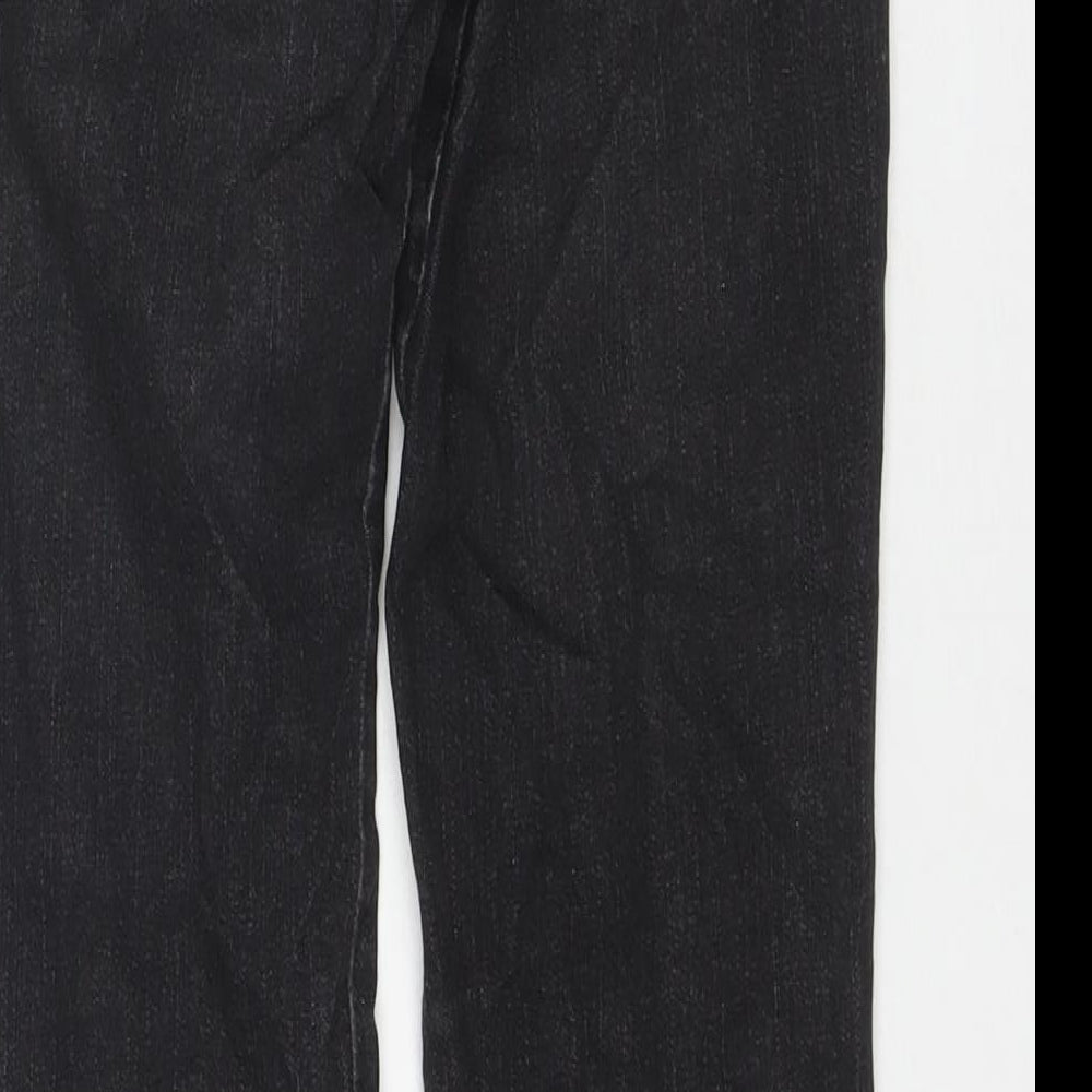 Marks and Spencer Womens Black Cotton Straight Jeans Size 8 L27 in Regular Zip